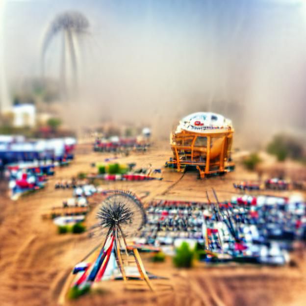 FERRIS WHEEL IN A DUST STORM TILT SHIFT PHOTO