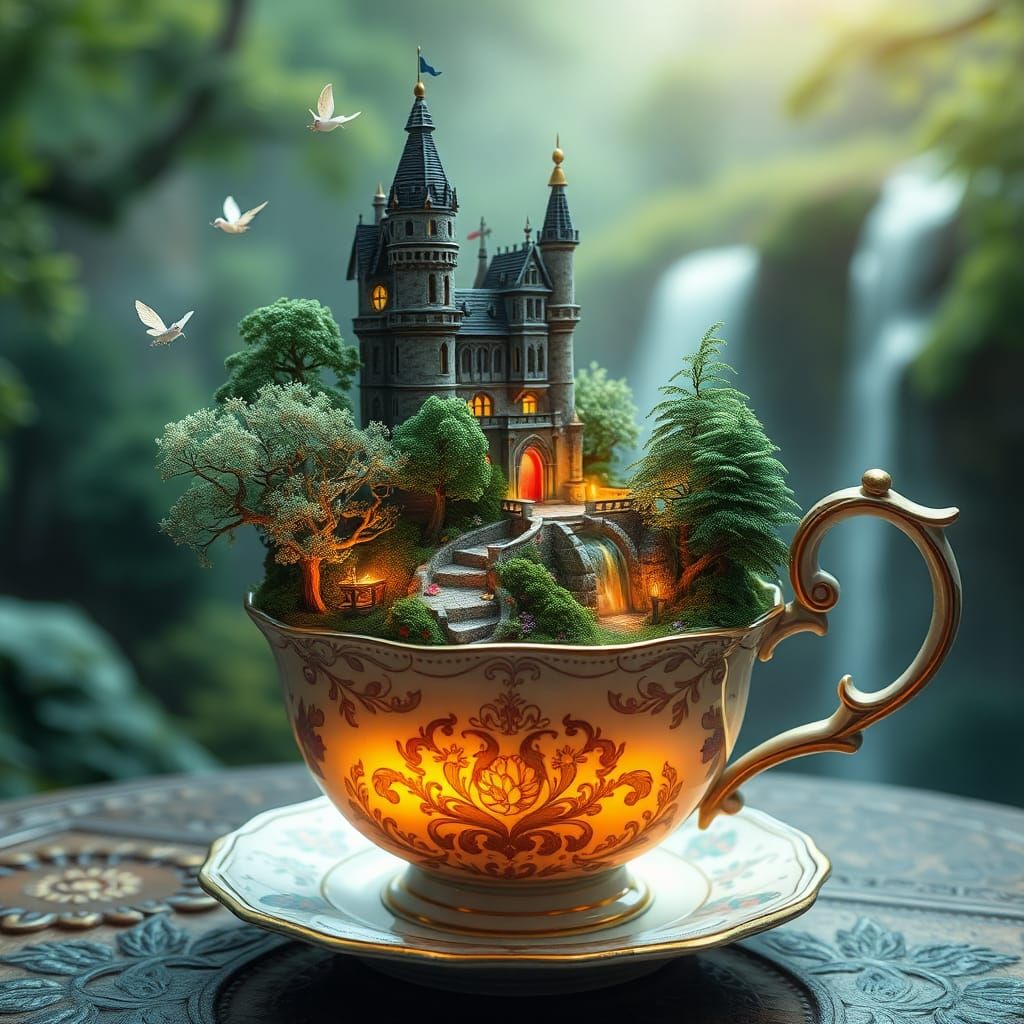 Macro, close view, (high quality), (masterpiece), (detailed), 8K, (miniature enchanted world1.5) inside ...  by @alx