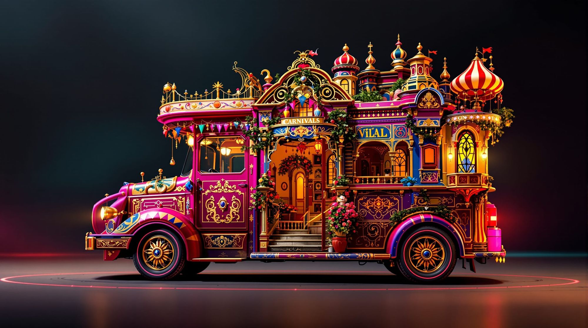 Vibrant Carnival Bus (Bigger on the Inside)