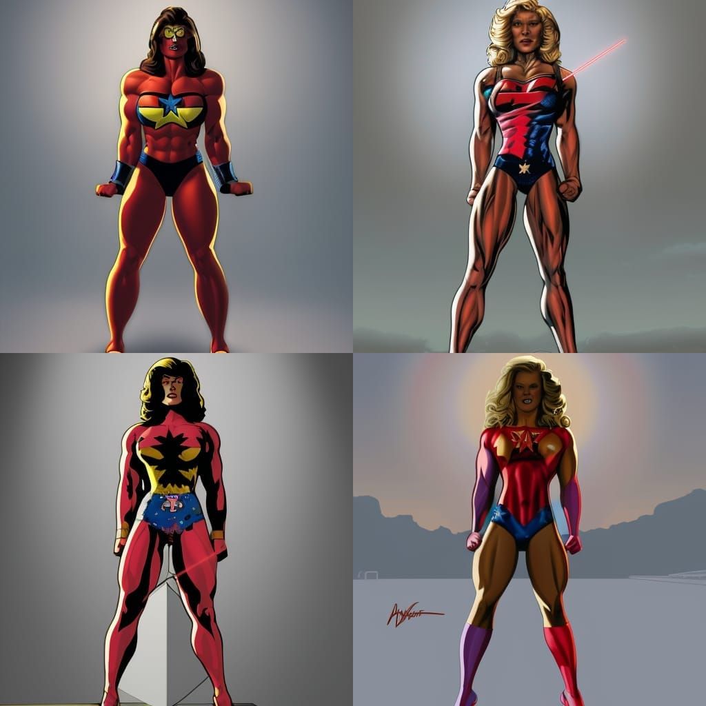First Muscle Woman superhero,Blonde goldie locks Costume Col...