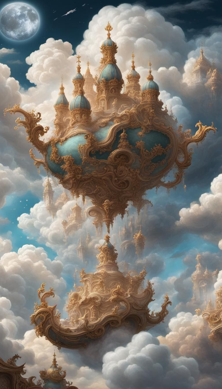 The dream slowly float along the fantasy heavenly cloud to t...