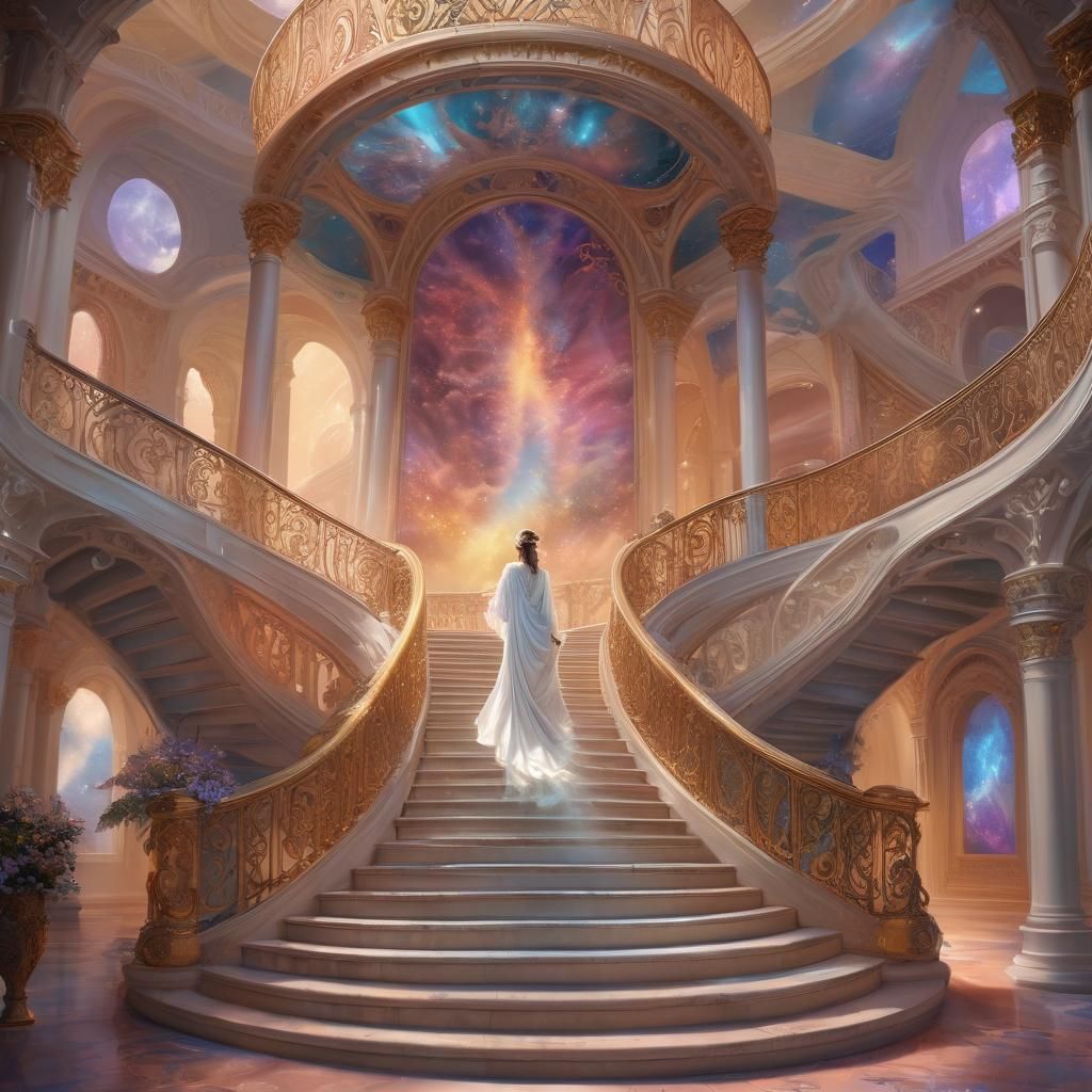 Celestial Staircase in a Dreamlike Fantasy Realm