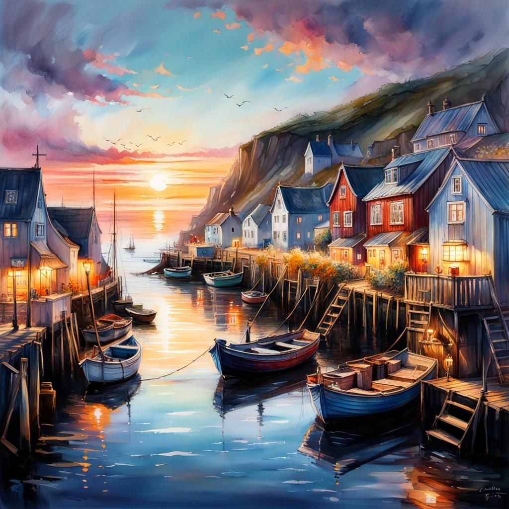 Romantic little fishing port   by @Moonhouse23