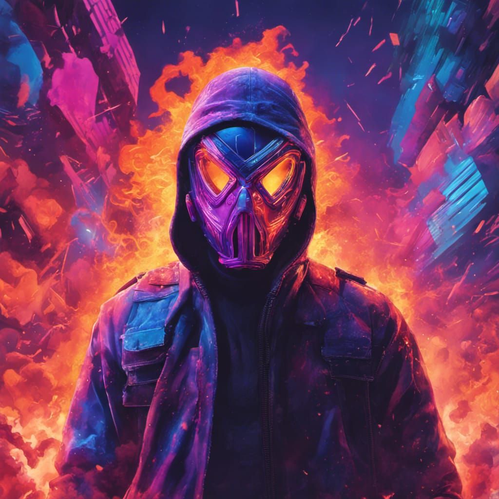synthwave color scheme orange blue purple exploding theater ...