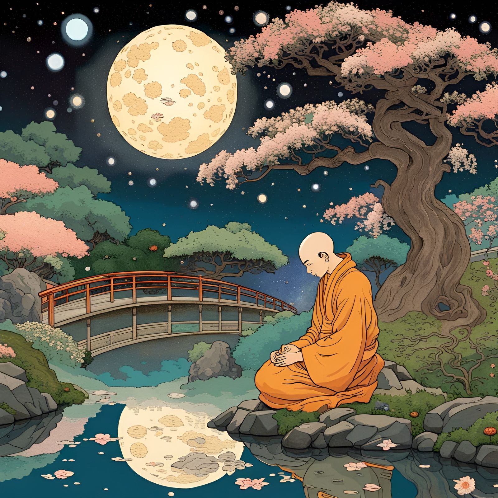 Meditation in the Japanese garden
