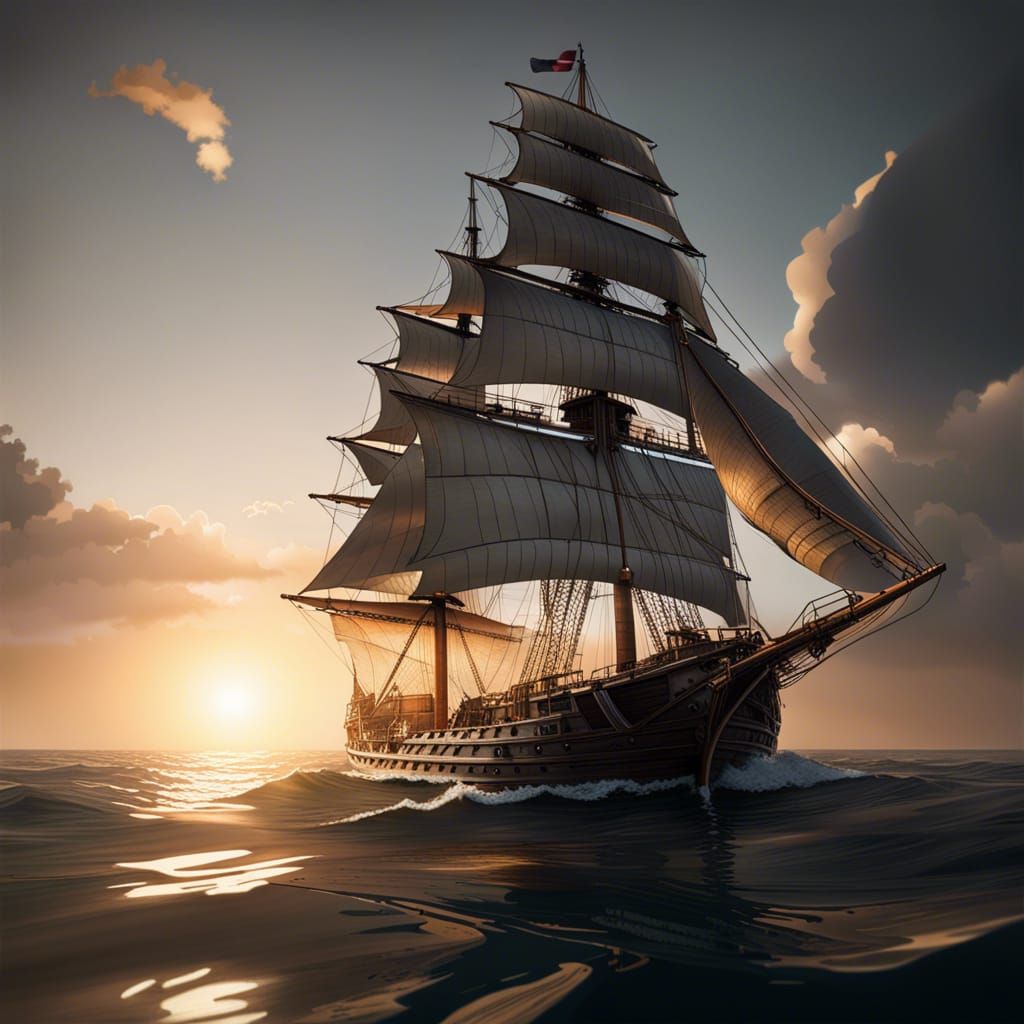 Majestic Sailing Ship - AI Generated Artwork - NightCafe Creator