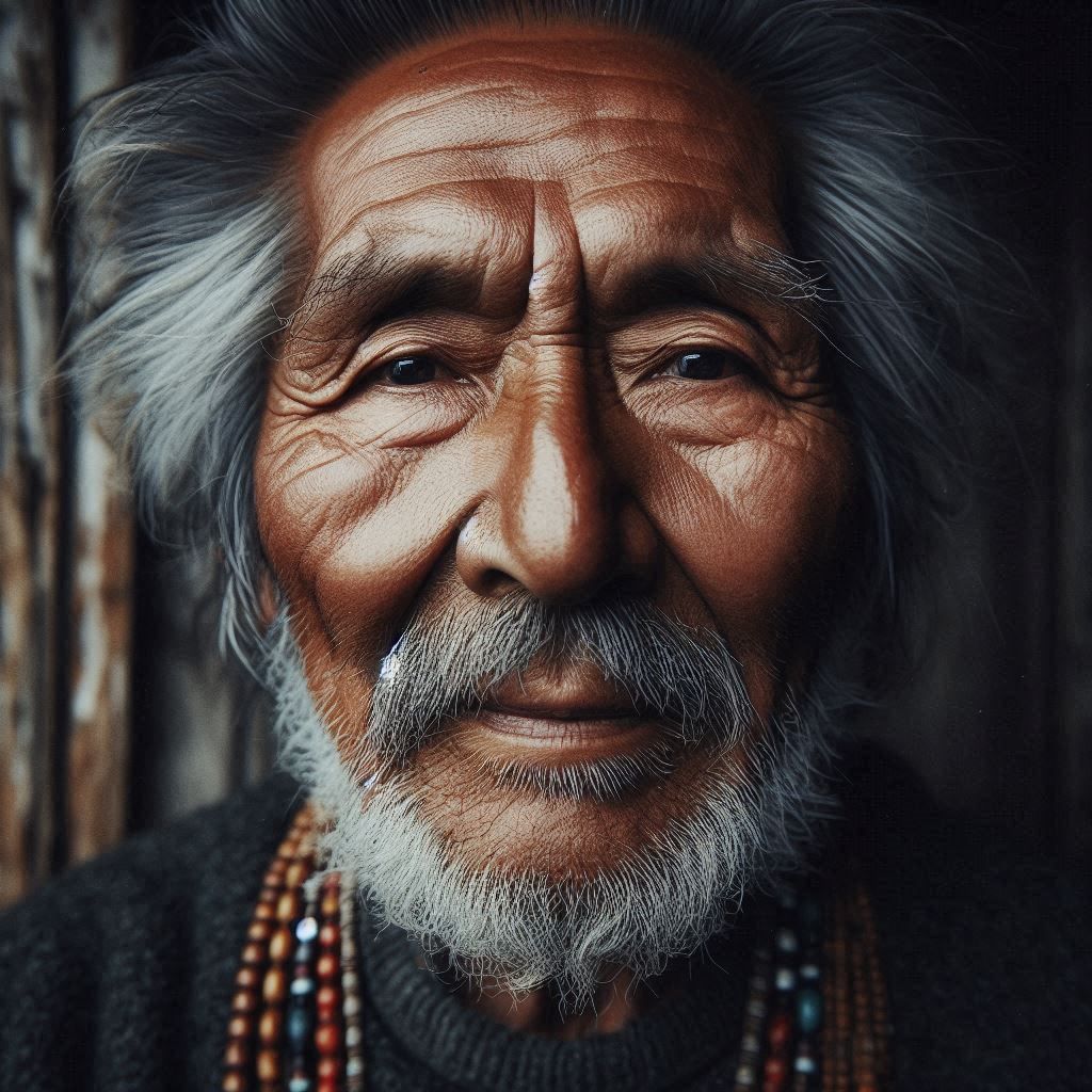 Portrait of an old native American man