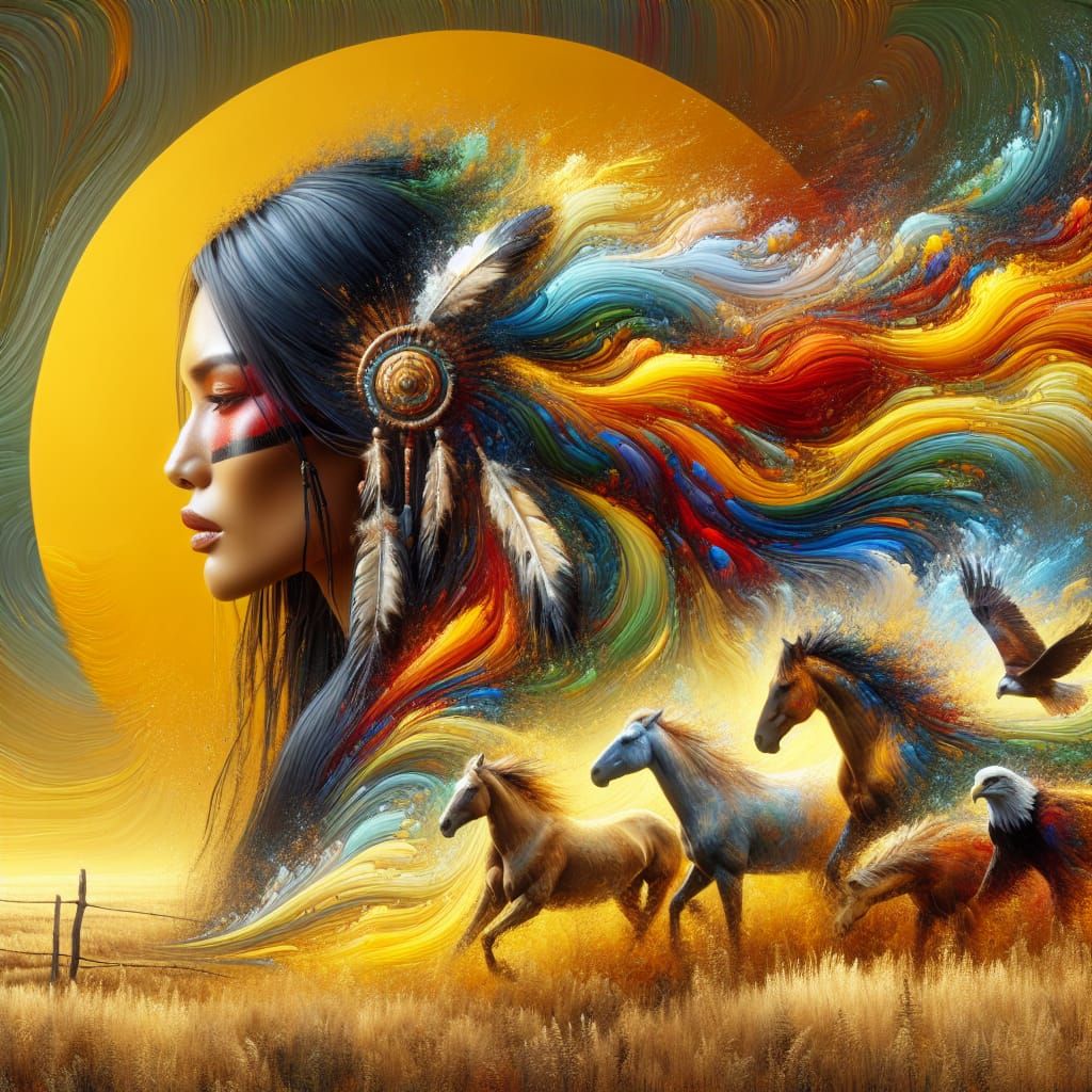 Women in harmony with Nature – Native American Woman – 1:1 F...