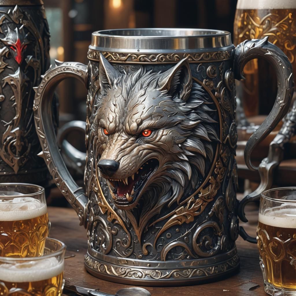 beer iron mug Wolf