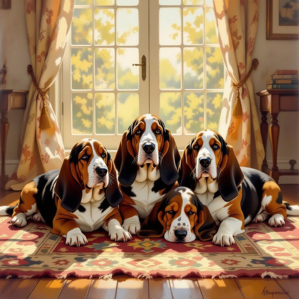 Basset hounds   by @TheM