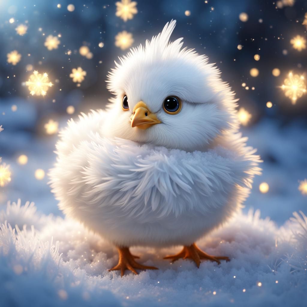 Chick in winter landscape  by @Mangochango