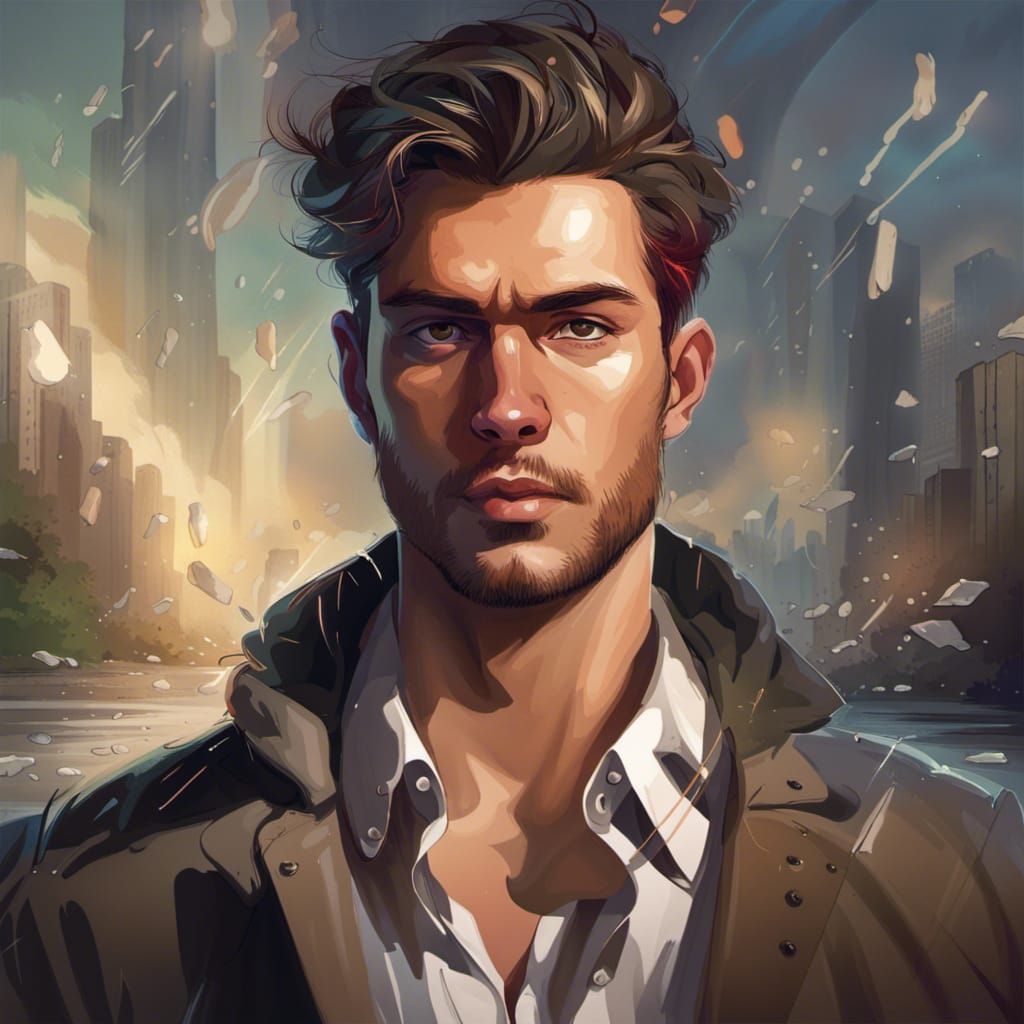 A Portrait featuring a Young Man with Apocalyptic Bacground - AI ...