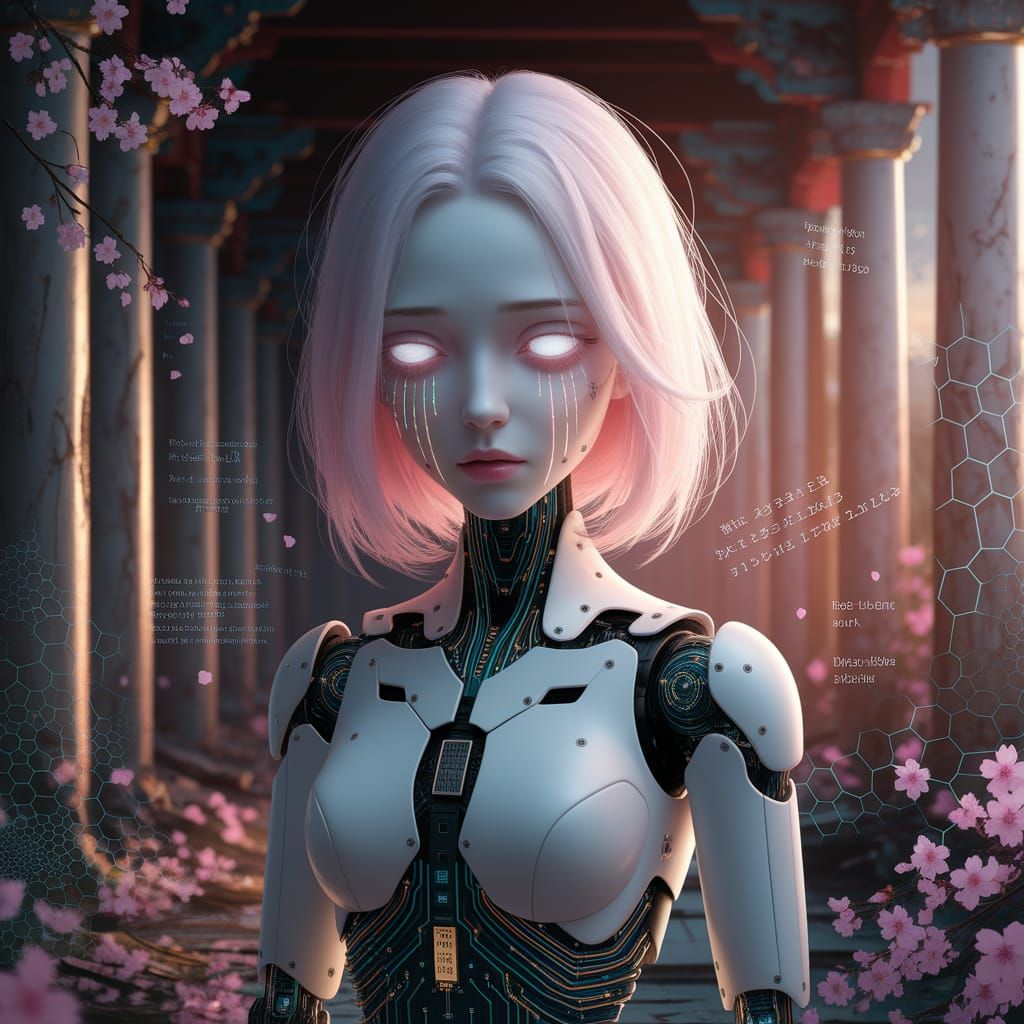 Cybernetic Android in Ruins: Digital Art
