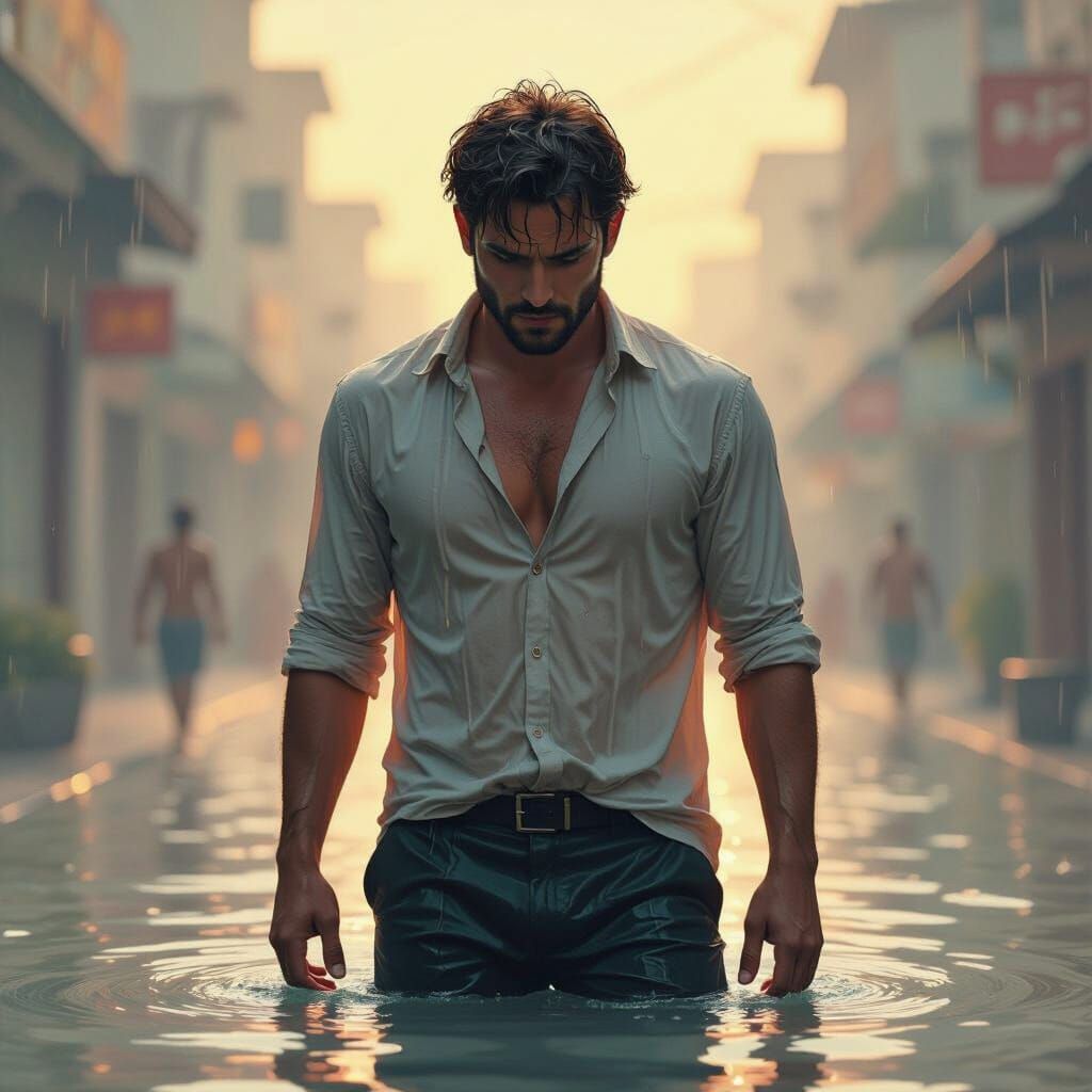 Man Melting in Intense Heat: Surreal Digital Art