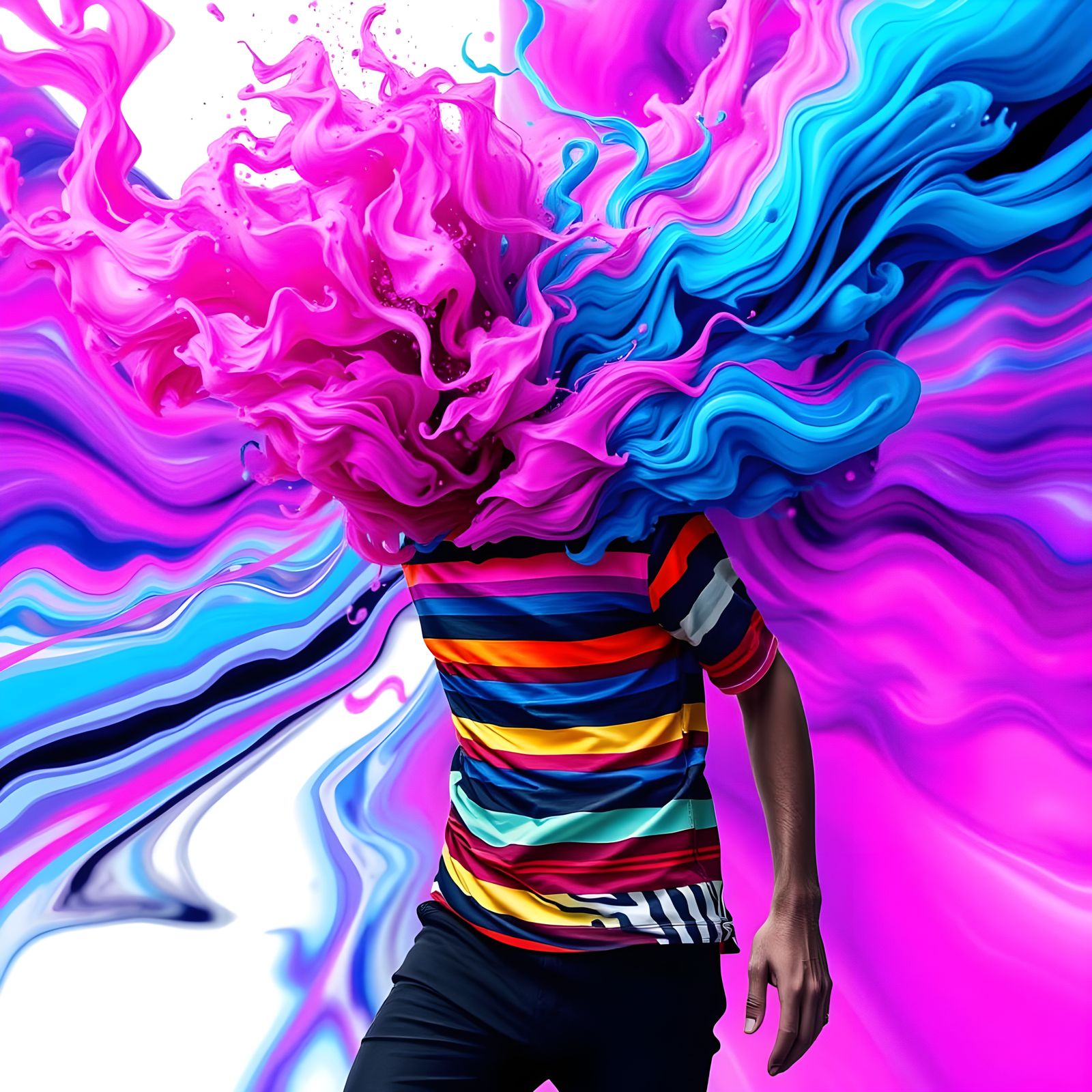 Vibrant Swirling Form in Neon Colors