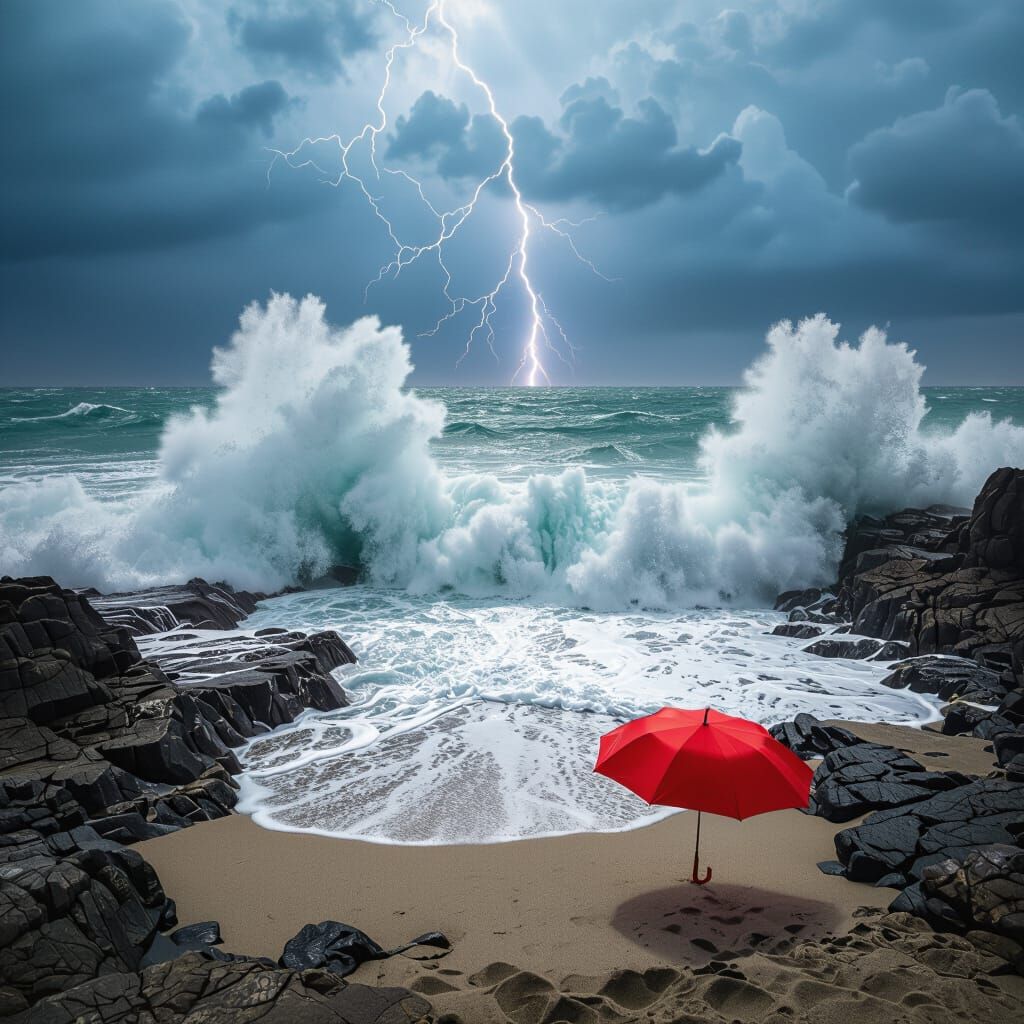 Dramatic Seascape: Hope Amidst Stormy Chaos