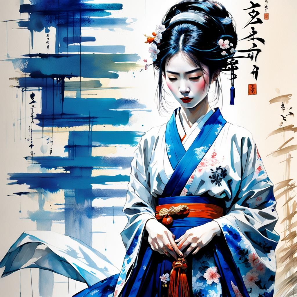 Geisha Yukata Calligraphy  by @Haseul