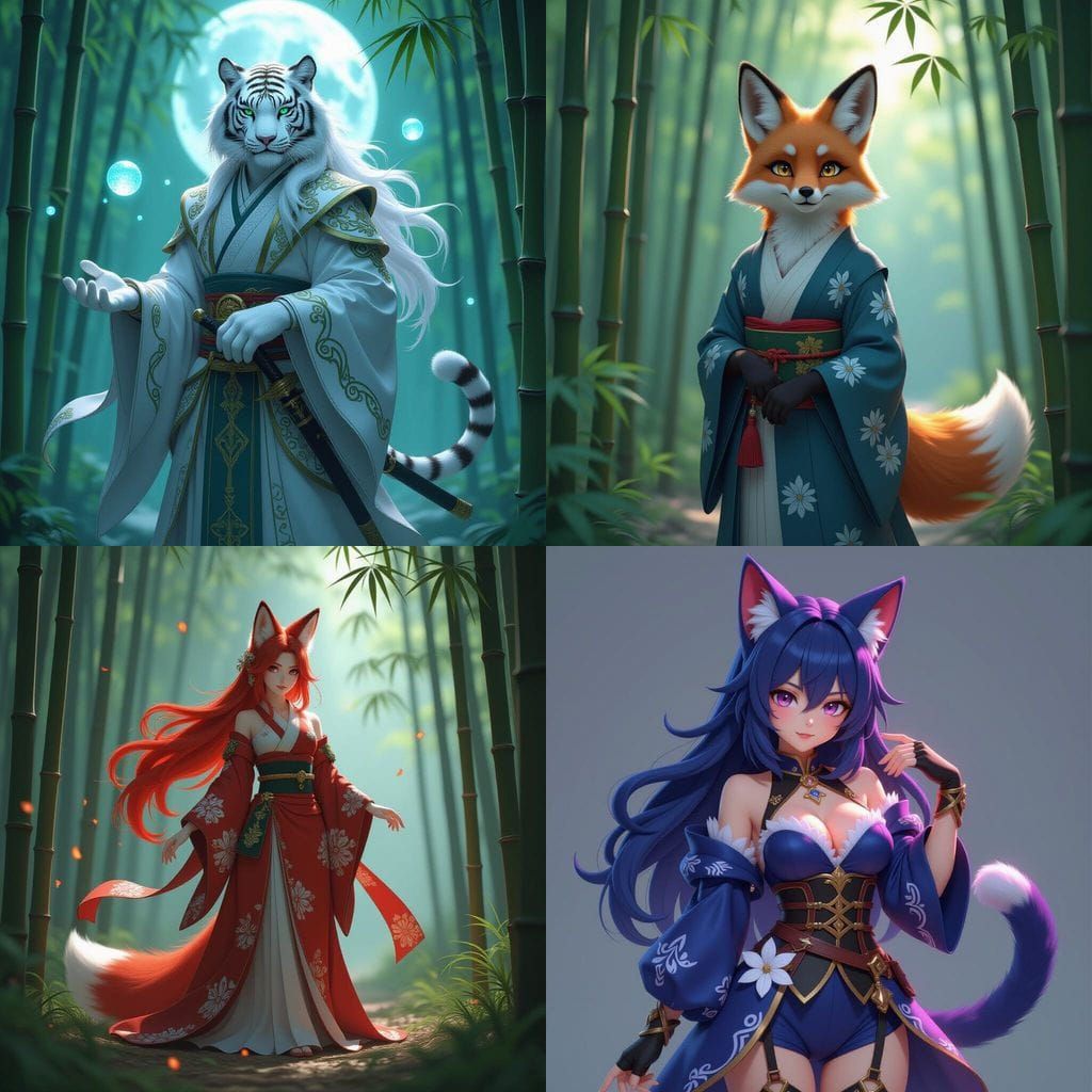 Anthropomorphic Animal Characters in Detailed 3D Anime Style