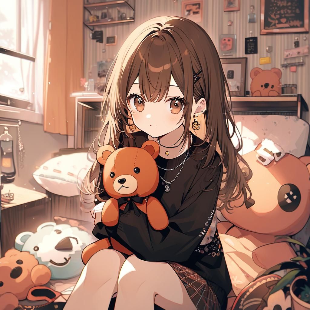 Teenage Girl with Teddy Bear in Cozy Room