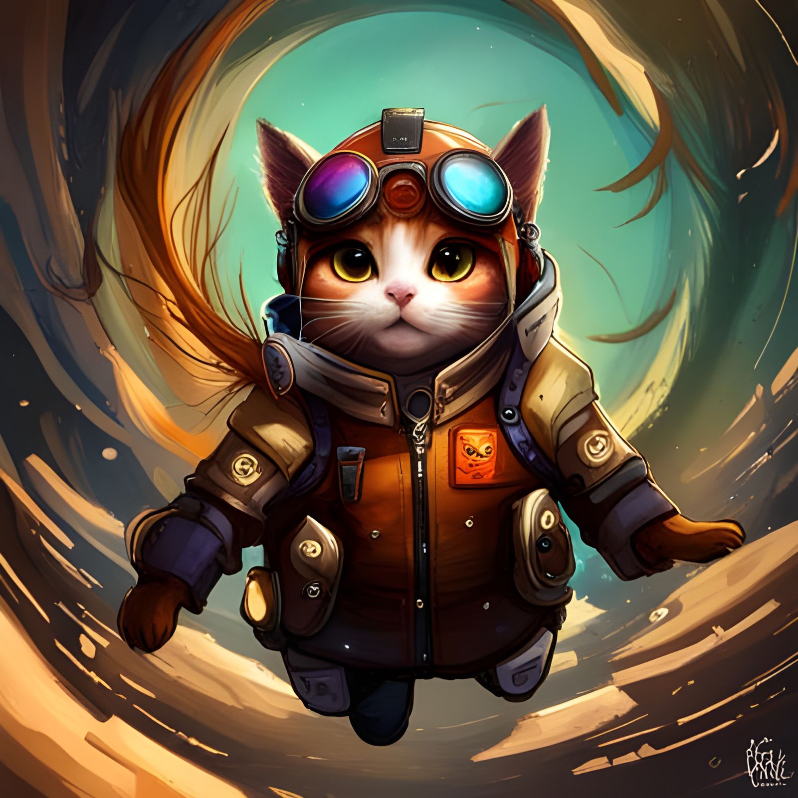 Skydiving cat  by @Meck