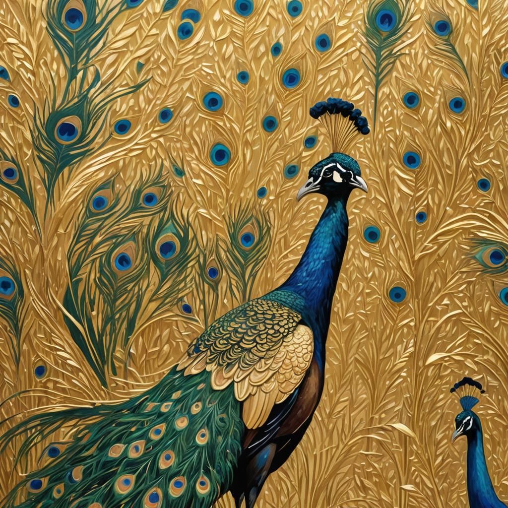 peacock
in a field of gold grain