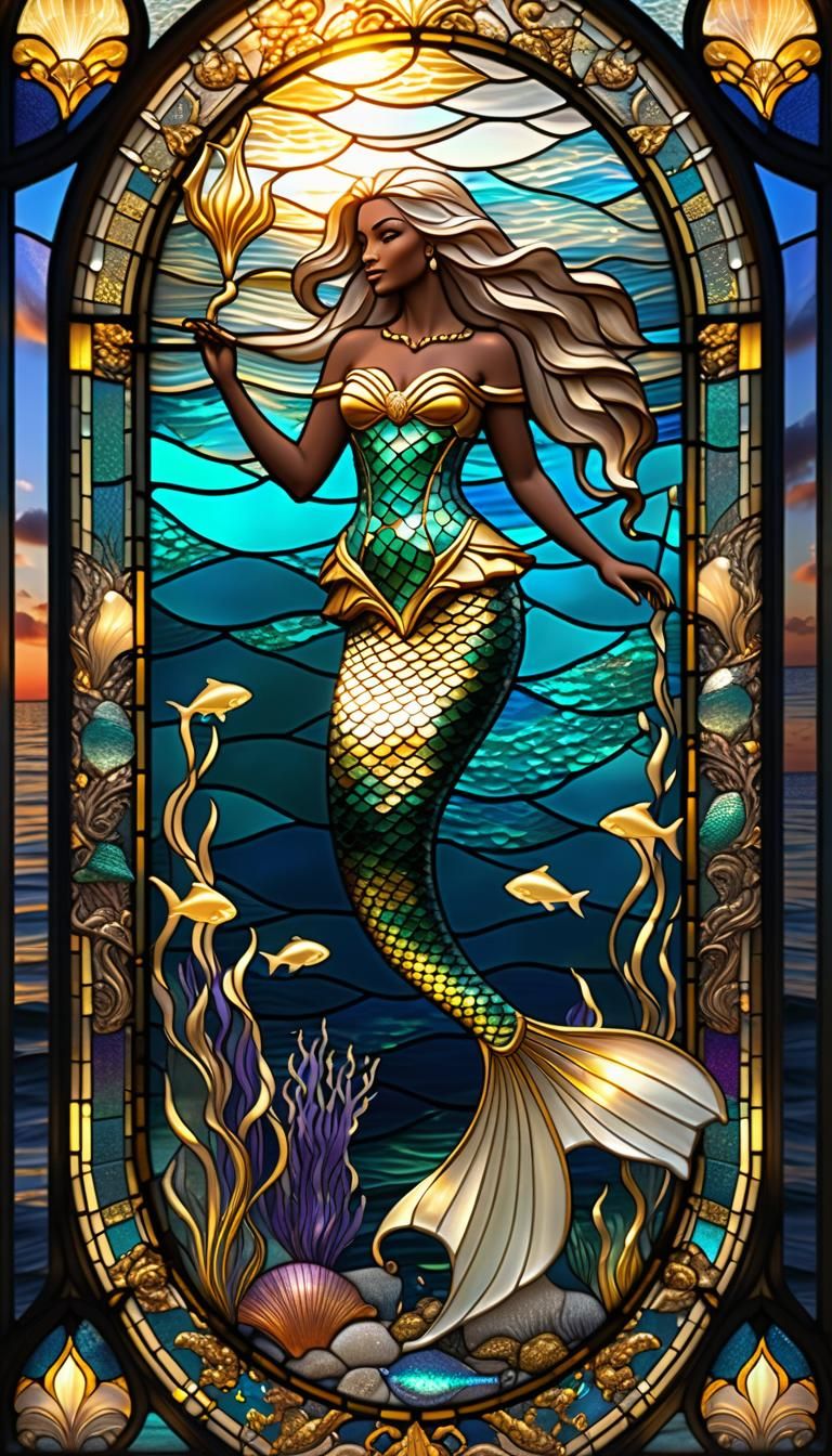 Legendary Mythological Creature in the Stained Glass Artwork