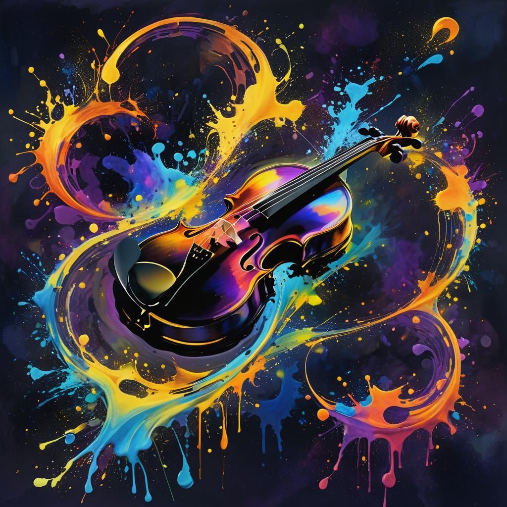 Egyptian Instruments in Abstract Expressionism Style