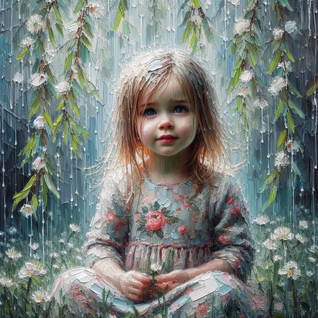 Cute Baby Girl in the rain