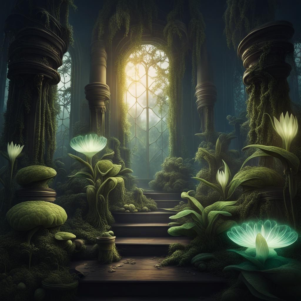 Magical Plants In An Enchanted Garden. - Ai Generated Artwork 