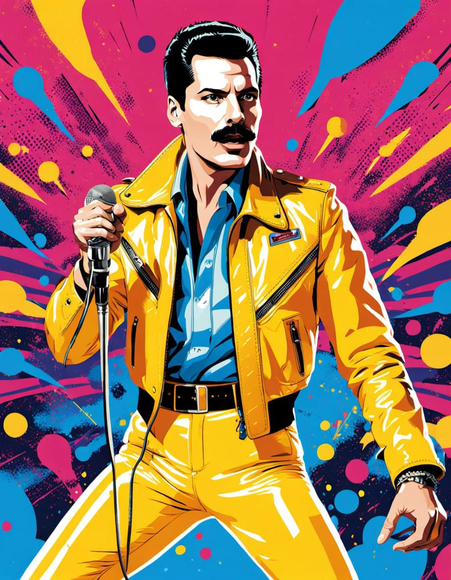 "Pop Art portrait of Freddie Mercury"  by @W4rstr0m