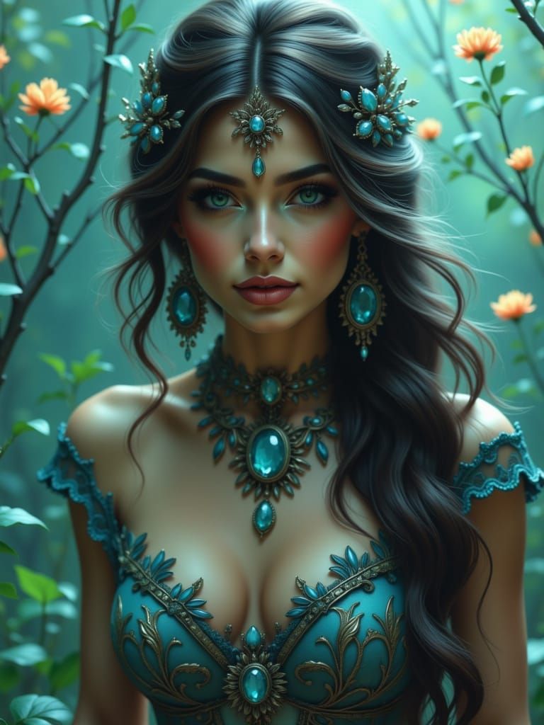 Detailed Mermaid with Intricate Jewelry in Mystical Underwat...