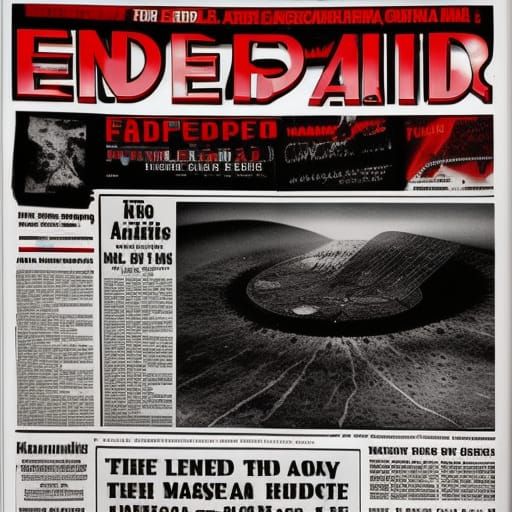 News paper, headline - the end of Earth, atomic explosion, r...