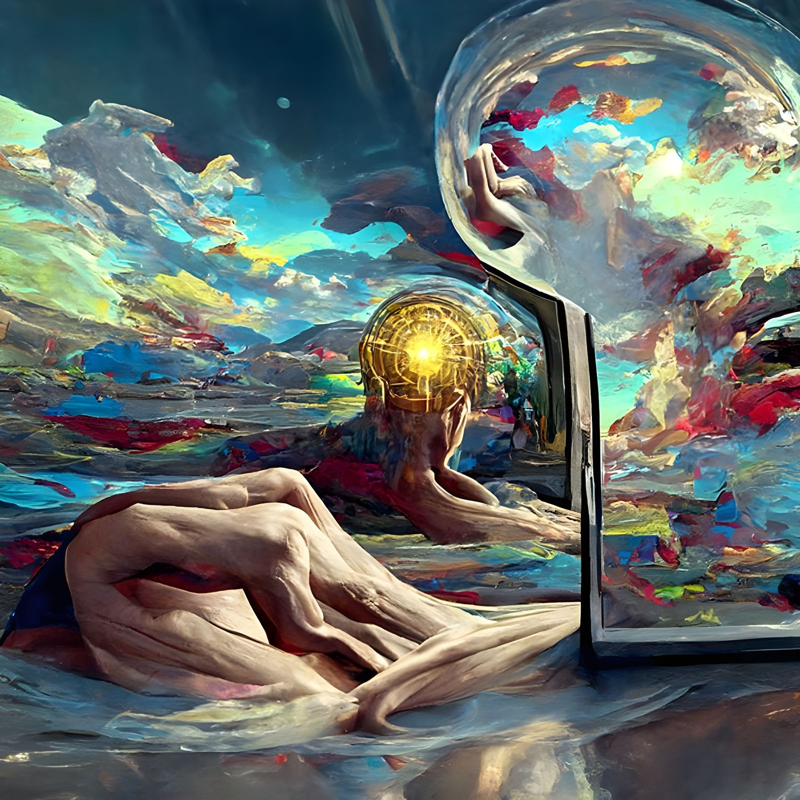 Enlightenment In the Mirror Through A Keyhole - AI Generated Artwork ...