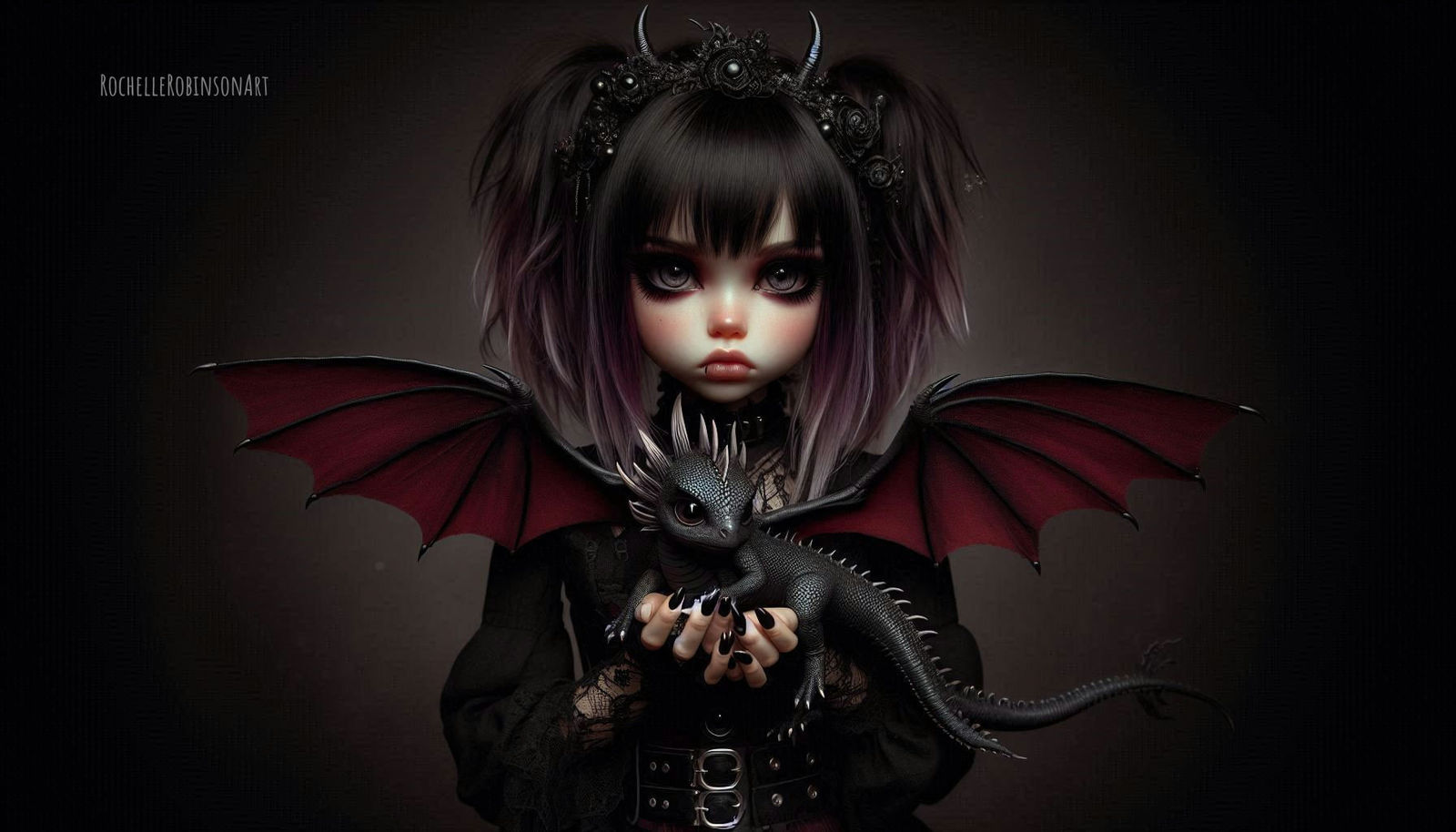 Goth Girl and Pet Dragon