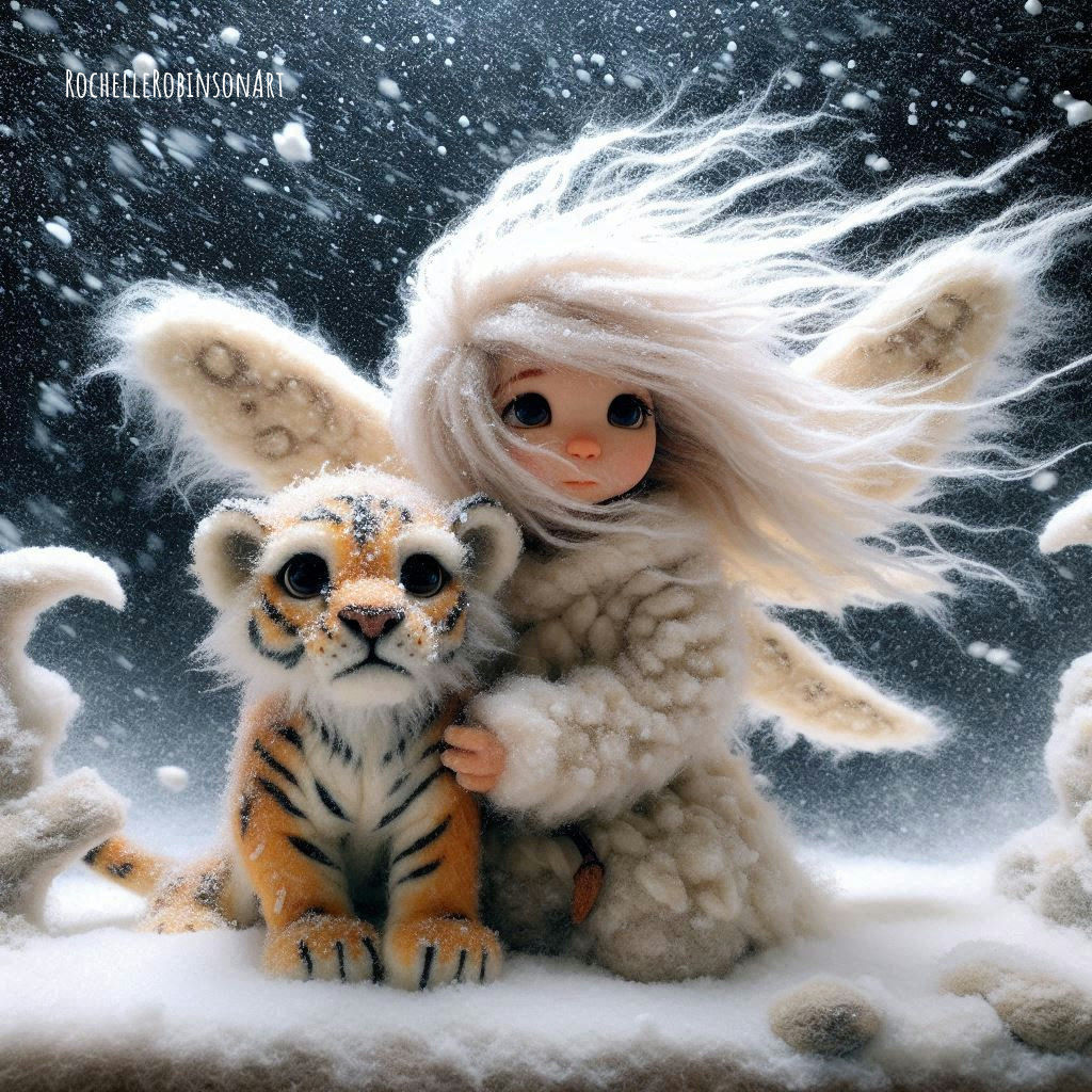 Neanderthal Fairy and Friend - Felt Art II