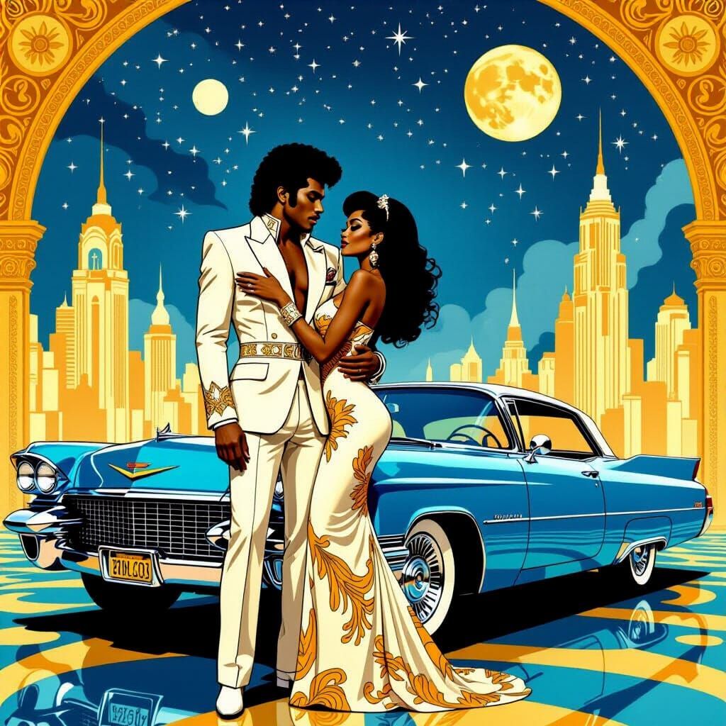 Prince in Art Nouveau Metropolis, Afrofuturism Style