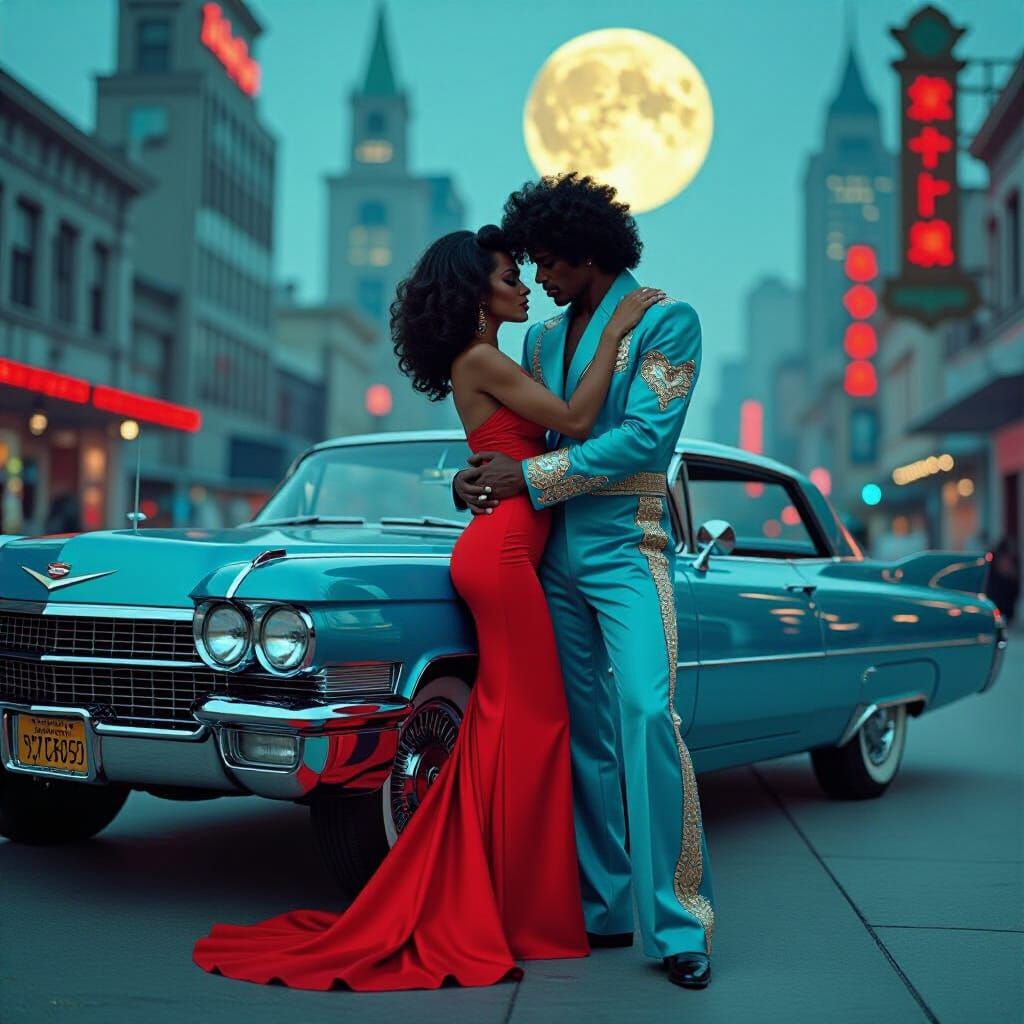 Retro Metropolis: Stylish Embrace in Afrofuturist Comic Styl...