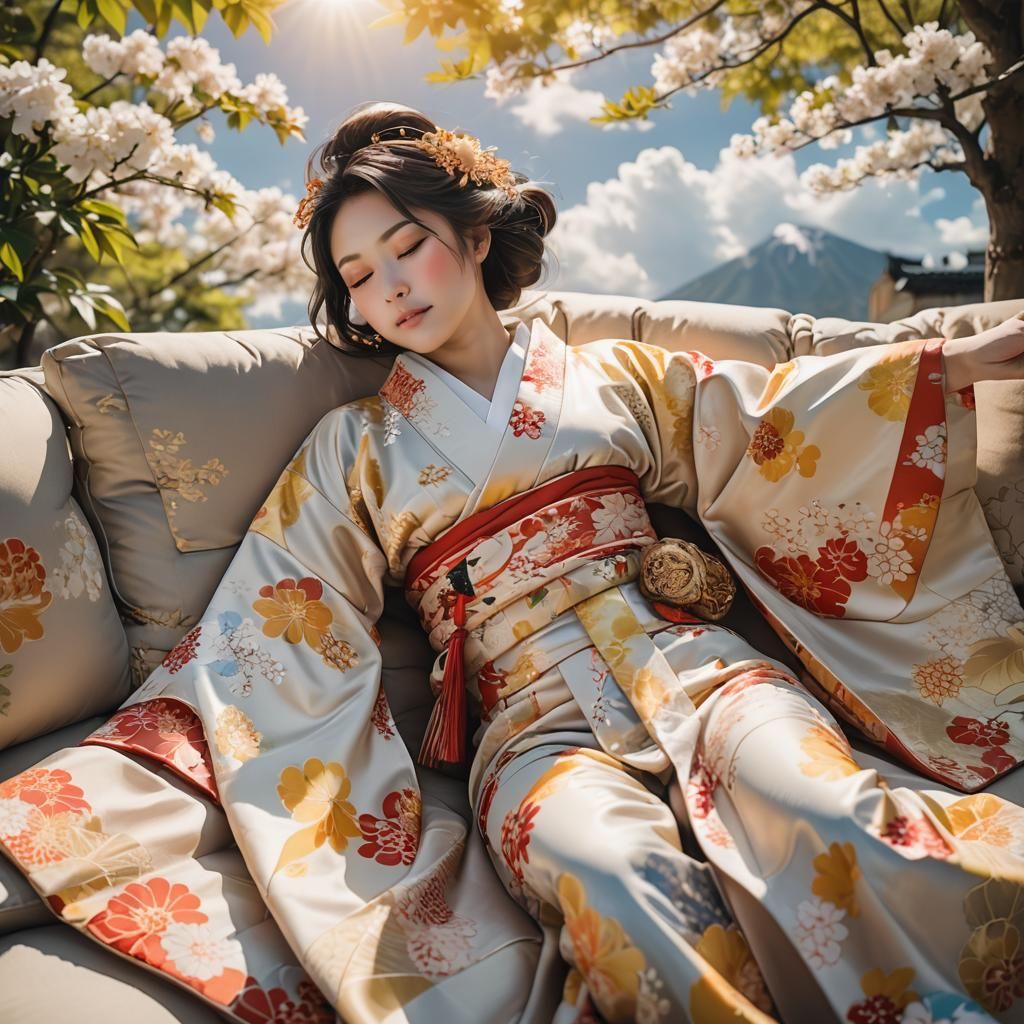 relaxing in a kimono under the sun  by @thane of fyfe