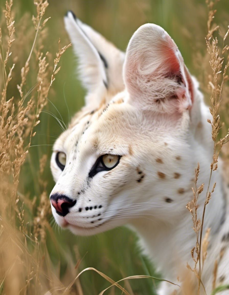 Fine-Tuned Model – Leucistic Serval 08 – 3:4 Format - AI Generated ...