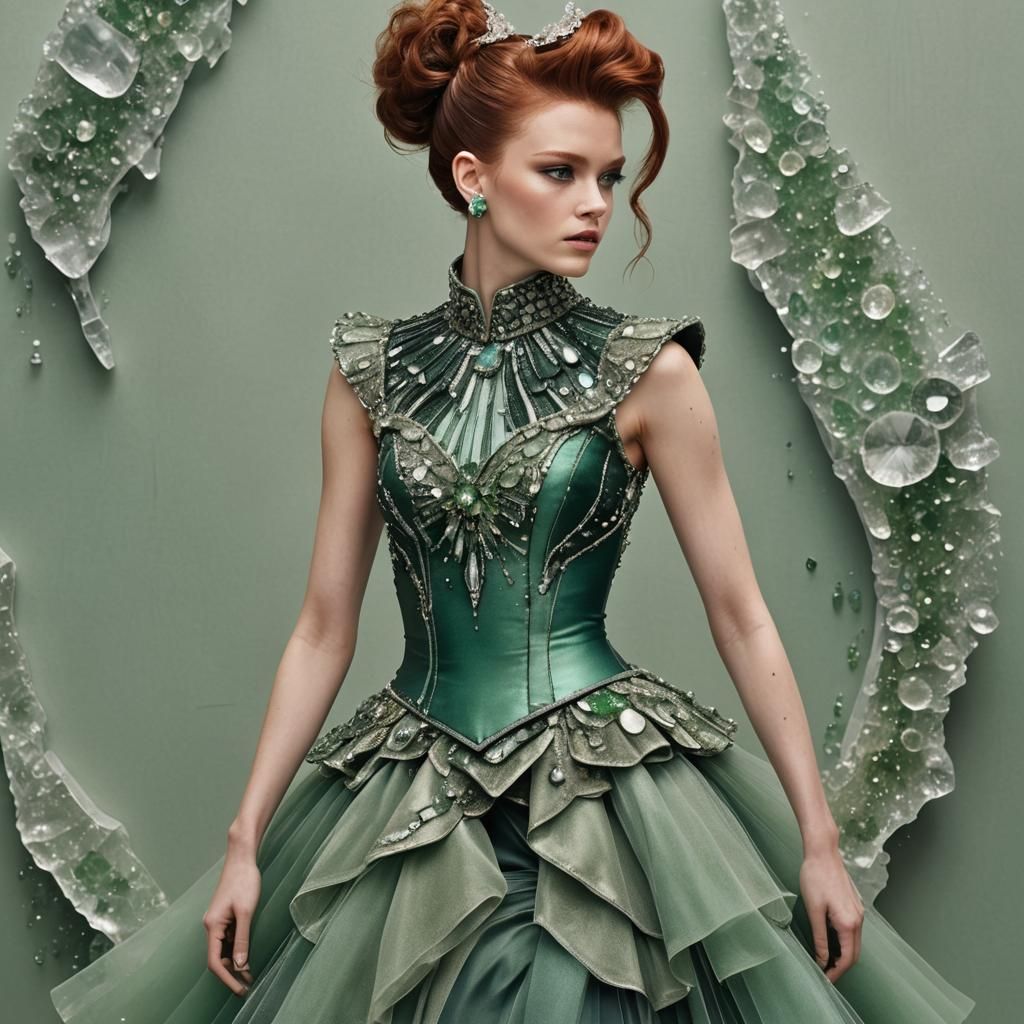 She wears a sleeveless square neckline dress with an encrust...