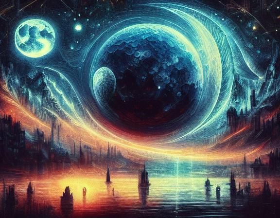 <lora:textured impasto:1.0> old town moon