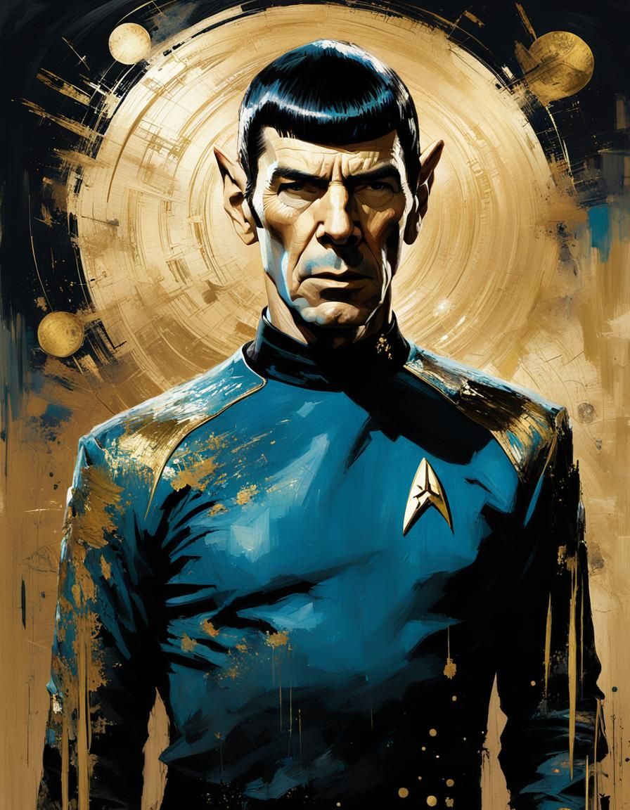 Mr. Spock, young, from the Star Track series from 1960s,  portrait  by @Adriana