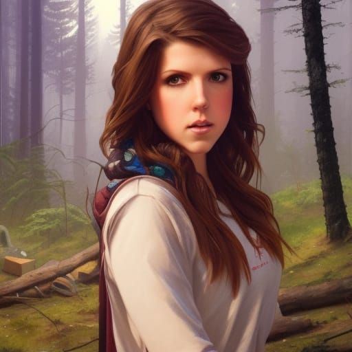 Anna Kendrick at a campfire - AI Generated Artwork - NightCafe Creator