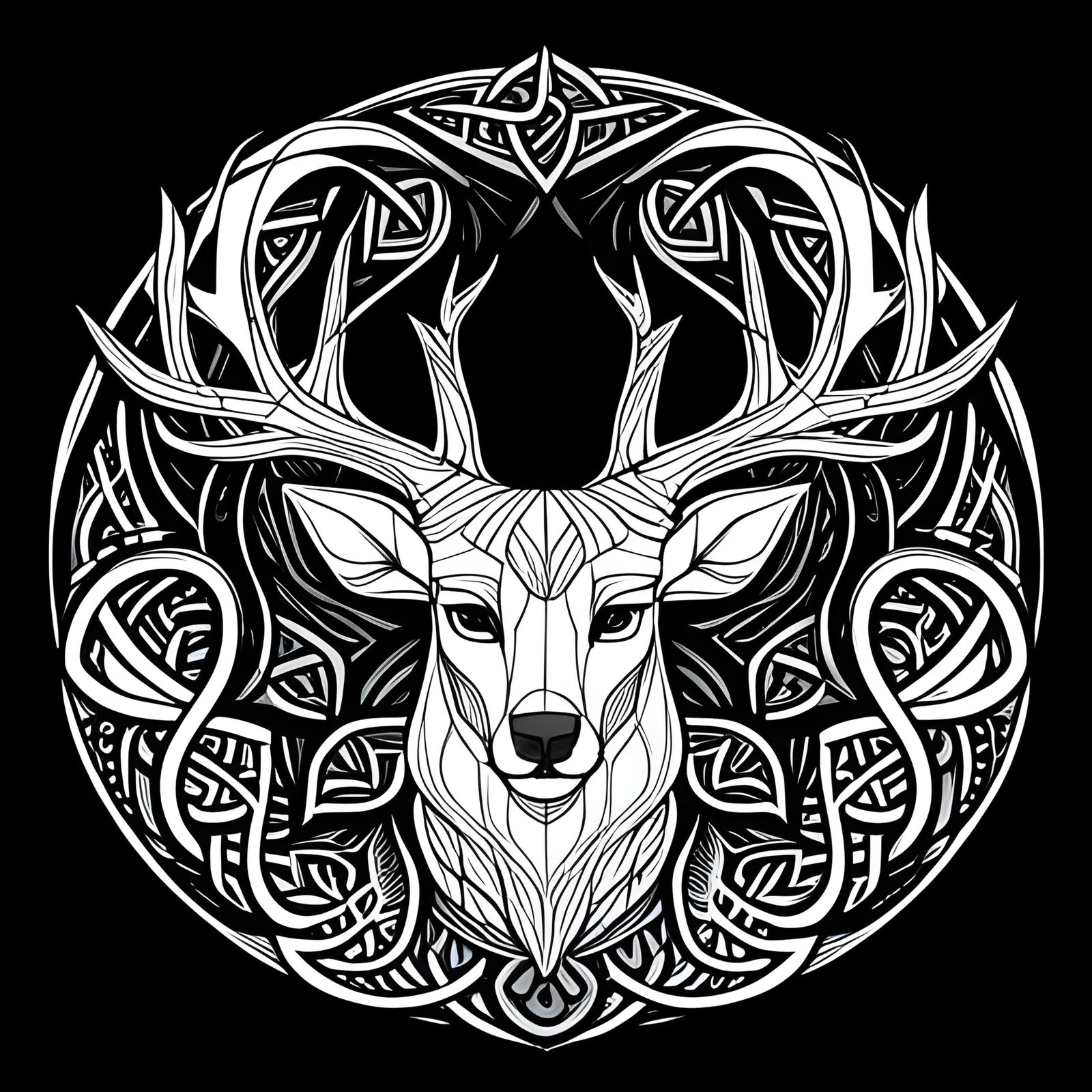 deer!!! black and white coloring!!! spirit of mischief, Celtic ...