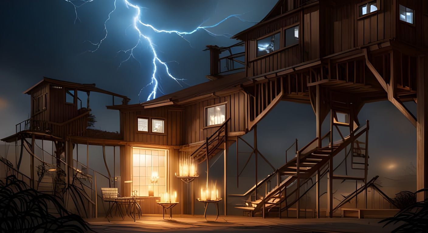 Treehouse in an electric storm AI Generated Artwork NightCafe Creator
