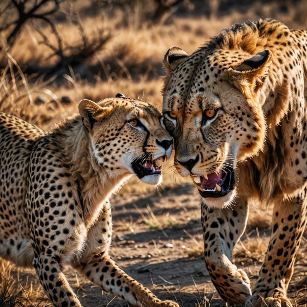 Cheetah and Lion Survival Battle in HDR