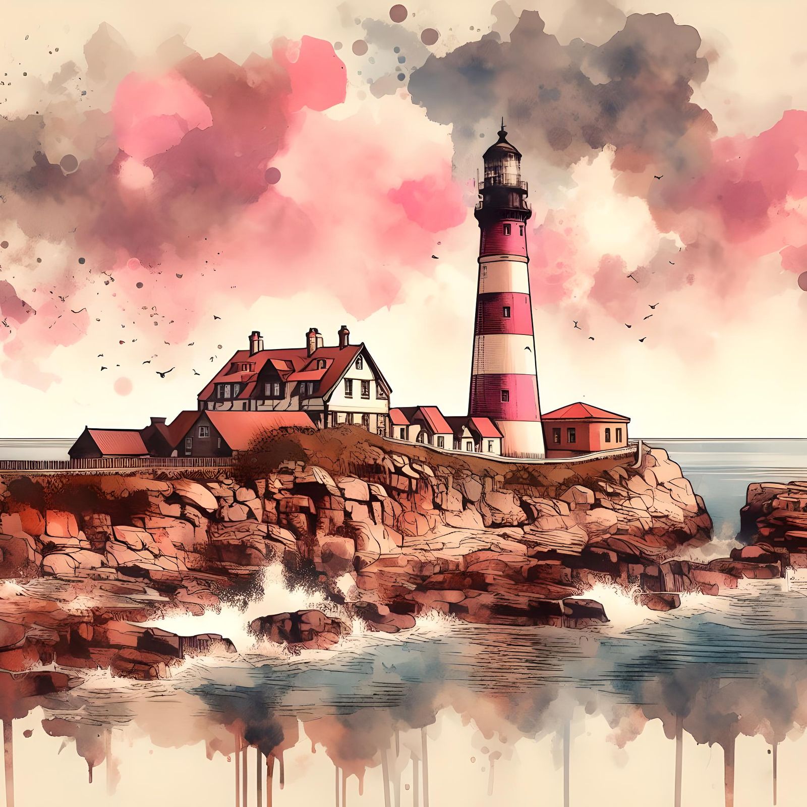 Pink & Brown Lighthouse