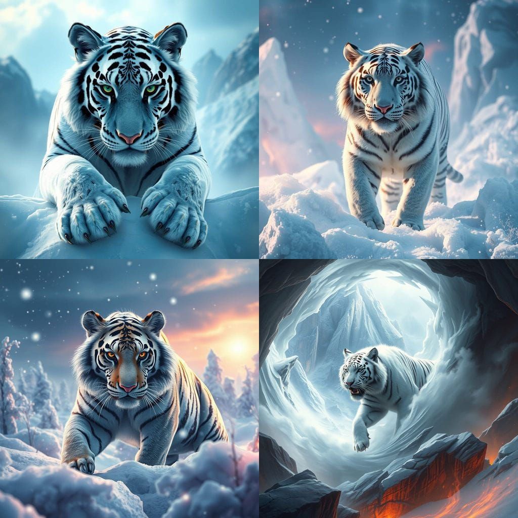 a snow tiger - Snow Tiger Fantasy in Deep Color