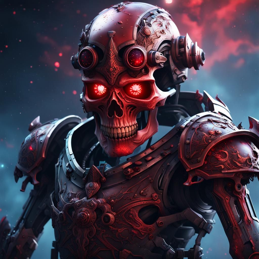 battle bones skull soldier helm armor galaxy blood drones red eyes