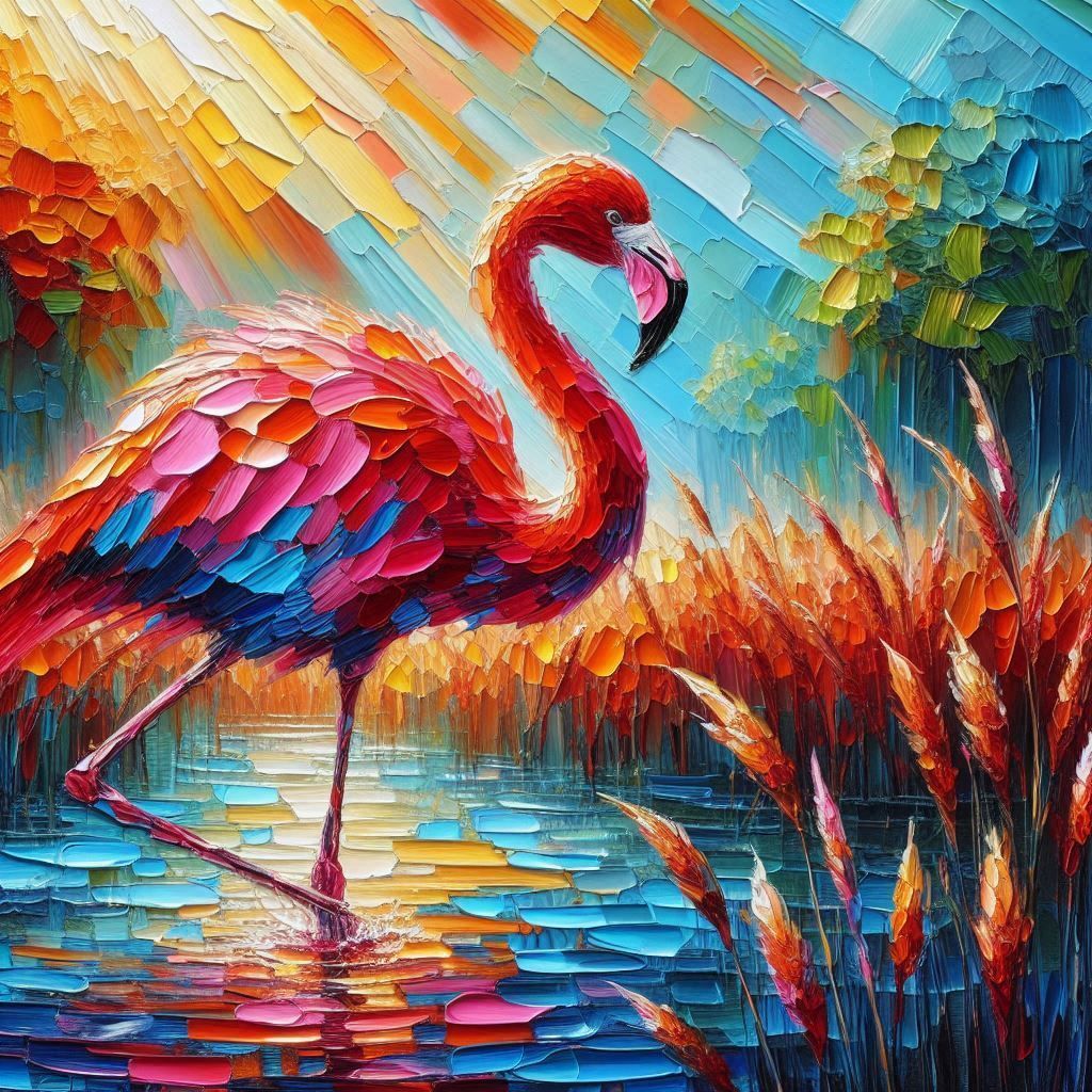 Flamingo on sunny day